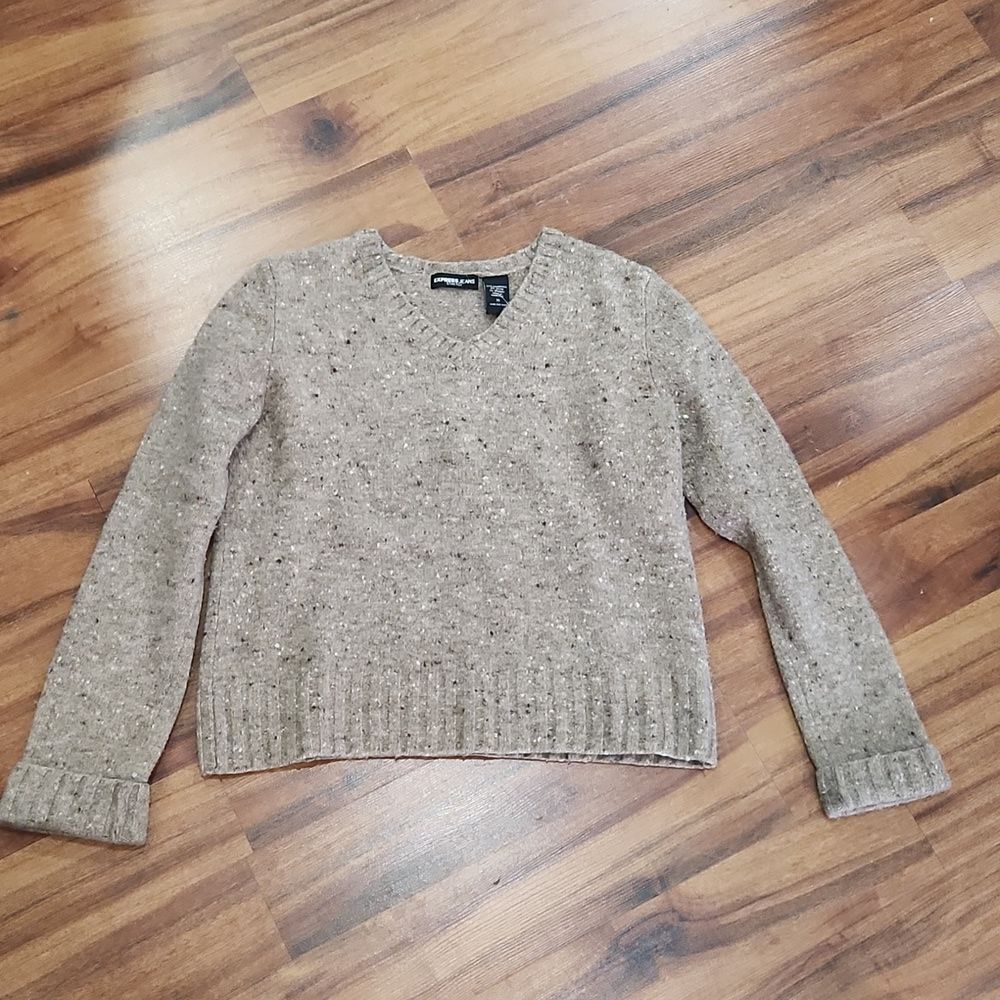 Express Jeans Speckled Lambswool Blend Vneck Sweater
